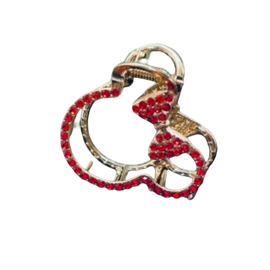 Elegant Minnie Red Crystal Bow Hair Claw Clip Accessories